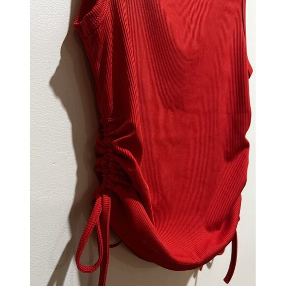 Shein Tank Crop Top Red Ribbed ~ Size Medium - Picture 2 of 5